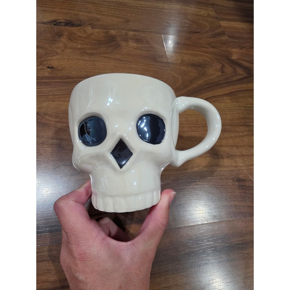 NEW Skull Mug Large Death Before Decaf Halloween Mug